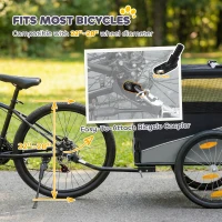 PawHut Dog Bike Trailer, Dog Cart Bicycle Carrier for Small and Medium Pets with 20" Inflatable Rubber Wheels, Grey(m-4)