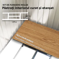 Căsuță din Metal 2,77 m² Outsunny 213 x 130 x 185 cm cu Fundație, Uși Glisante Gri Închis(m-7)