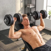 HOMCOM Set Manubri Palestra 50kg (8x5kg, 4x1.5kg), Pesi Palestra con 12 Dischi da 1.5kg, 5kg, Փ25mm, per Allenamento a Casa(m-2)