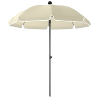 Outsunny Sonnenschirm Strand Ø150 cm wasserabweisend faltbar Strandschirm mit Sandanker verstellbarer Neigung Tragetasche Beige(m-10)