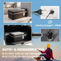 Outsunny Kompressor Kühlbox 20L -20℃-20℃ Elektrische Kühlbox mit APP-Steuerung LED-Leuchten USB Anschluss Batterieschutz(m-9)