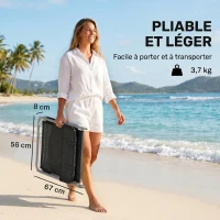 Outsunny Chaise Longue Pliante Bain de Soleil inclinable transat textilène lit Jardin Plage 182 x 56 x 24,5 cm Noir(m-6)