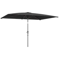 Outsunny Sombrilla de Aluminio 198x294x255 Parasol Rectangular de Jardín Inclinable con Manivela y Poste Desmontable Gris(m-10)