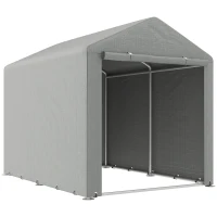 Outsunny Carpa de Jardín para Bicicletas 1,6x2,2x1,7 m con 2 Habitaciones Puerta con Cremallera Impermeable Anti-UV Gris Claro(m-1)