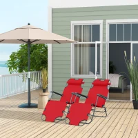 Outsunny Lot de 2 Chaises Longue Pliable Bain de Soleil fauteuil relax jardin transat de Relaxation Dossier inclinable(m-10)