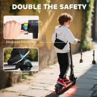 SPORTNOW Folding Electric Scooter for Kids, with Dual Brakes, Front Suspension, LED Colourful Lights, Black(m-9)