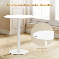 HOMCOM Dining Table, Round Kitchen Table with Steel Base for Living Room, Dining Room, 60 x 60 x 72cm, White(m-5)