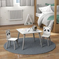 ZONEKIZ Ensemble table et chaises pour enfants, table pour enfant avec 2 chaises, motif animaux pour chambre à coucher gris(m-10)