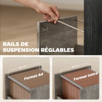 HOMCOM Bureau d'ordinateur, 120×50cm, bureau avec rangement, plateau clavier, compartiment ouvert et 2 tiroirs, gris(m-5)