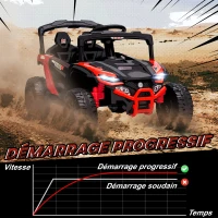 AIYAPLAY Voiture électrique enfant UTV, buggy électrique enfant 12V 2 moteurs, télécommande, LED, musique, klaxon, 3-8 ans, rouge(m-6)