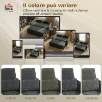 HOMCOM Divano Letto 2 Posti 3 in 1 con Schienale Regolabile in 3 Posizioni con 2 Cuscini, in Ciniglia, Grigio Scuro(m-8)