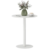 HOMCOM Dining Table, Round Kitchen Table with Steel Base for Living Room, Dining Room, 60 x 60 x 72cm, White(m-10)