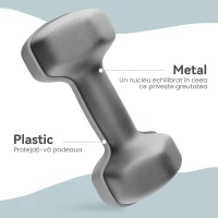 SPORTNOW Set 2 Ganterele Hexagonale de 2x6 kg din Metal și Plastic, 2 Ganterele cu Mânere Antiderapante, 22x10x10 cm, Gri(m-5)