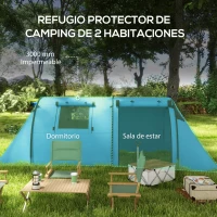 Outsunny Tienda de Campaña para 3 Personas con Ventanas Gancho Bolsa de Transporte Impermeable 3000 mm 470x220x150 cm Azul Celeste(m-4)