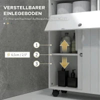 kleankin Mobile Bagno Stretto con Ruote, Ante Scorrevoli, Ripiani Regolabili e 2 Fori per Carta Igienica, Bianco(m-6)