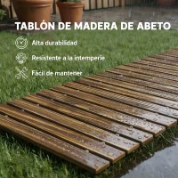 Outsunny Camino de Jardín de Madera 120x38 cm Pasarela Recta Enrollable para Exteriores Resistente a la Intemperie Carbonizado(m-6)