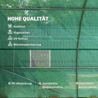 Outsunny Gewächshaus 800x300x200cm Foliengewächshaus Tomatenhaus mit Tür, 12 Fenster, Folientunnel aus verzinktem Stahl, PE, stabiles Treibhaus Pflanztunnel, inkl. Erdanker & Seilen, Grün(m-4)