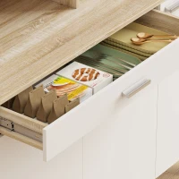 HOMCOM Alacena de Cocina Alta con 6 Puertas y Gran Cajón Estantes Encimera Amplia para Microondas 120x40x175 cm Blanco(m-9)