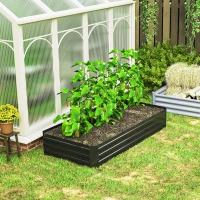 Outsunny Carré potager jardinière rectangulaire en acier galvanisé tuteurs pour tomates et plantes grimpantes 180 x 90 x 29,5 cm(m-8)