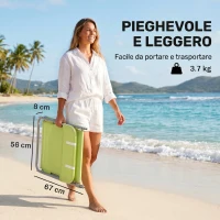 Outsunny Lettino Prendisole Pieghevole con Schienale Reclinabile e Cuscino, 182x56x24.5cm(m-6)