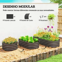Outsunny Caixa de Plantio de Exterior Grande em Aço Galvanizado para Cultivo de Plantas 150x62x30 cm Cinzento(m-4)