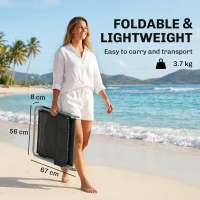 Outsunny Folding Sun Lounger, Texteline Reclining Sun Bed with 5 Position Adjustable Backrest, Headrest, Black(m-6)