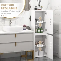 kleankin, Dulap de baie, cu Finisaj Lucios, Panou de PAL, 35x25x120 cm, Alb(m-6)