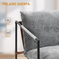 HOMCOM Fauteuil salon, fauteuil d'appoint rembourré en velours imprimé, large assise et structure en acier, 77x91x80cm, gris(m-5)