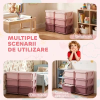 HOMCOM Comodă cu 6 Sertare pentru Copii 3-6 Ani cu Margini Rotunjite, din PP Roz, 75x37x56.5 cm(m-5)