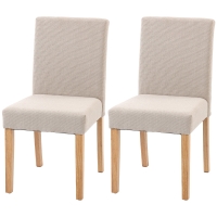 HOMCOM Chaises de salle à manger 2 pièces, chaises rembourrées modernes en tissu effet lin avec assise et dossier rembourrés, pieds en bois de caoutchouc