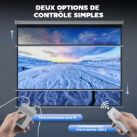 HOMCOM Écran vidéoprojecteur 84 Pouces, 4:3 4K HD écran de projection motorisé et électrique, écran de projection tv et home cinéma, montage mural ou plafond, panneau de commande et télécommande(m-6)