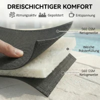Outsunny Sonnenliege Atmungsaktive Gartenliege mit 6-fach Verstellbar Rückenlehne Rädern Aluminiumrahmen Dunkelgrau(m-7)