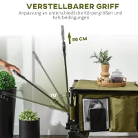 Outsunny Bollerwagen, klappbar, 5 Seitentaschen, einziehbare Griff, bis 120 kg belastbar, Stahl, 108 x 55 x 93 cm, Grün(m-4)