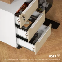 HOMCOM Dulap de Birou cu 3 Sertare, 4 Roți, Comodă de Birou cu Sistem de Blocare și 2 Chei, Alb și Stejar(m-8)