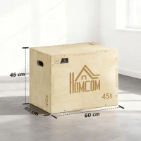 Box jump pliométrie 3 en 1 - Collaboration Aosom.fr x FFHandball - boîte à saut musculation fitness bois(m-3)