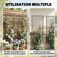 Outsunny Lot de 3 Treillis de jardin en osier tissé Panneau rectangulaire pour Plantes grimpantes 43 x 2 x 112 cm, effet bois naturel(m-7)