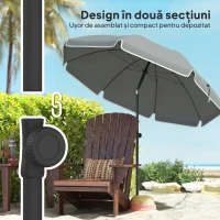 Outsunny Umbrelă de Plajă Reglabilă cu Ancoră pentru Nisip și Geantă de Transport, Ø150x185 cm, Gri Închis(m-5)