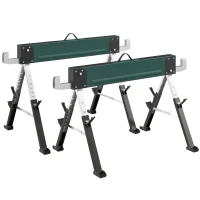 HOMCOM 2er-Set klappbare Metall-Böcke, max. Traglast 1160 kg, höhenverstellbar 64-81 cm, Tragegriff, grün(m-8)