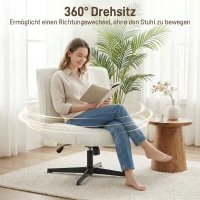 HOMCOM Drehbarer Akzentstuhl, Samtgepolsterter Lounge-Sessel mit Höhenverstellung für Wohnzimmer, Büro, Cremeweiß(m-6)
