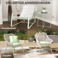 Outsunny Tuintafel, Ronde Buiten Zijtafel van Staal met Afneembaar Dienblad, Opvouwbaar Ontwerp, Terrastafel, Groen(m-7)