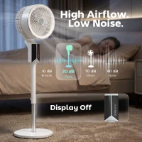 HOMCOM 20 dB Silent Standing Fan for Bedroom, 46" Pedestal Fan with Remote, 85° Oscillating, 8 Speeds, White(m-5)