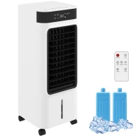 HOMCOM Portable Air Cooler, 3-In-1 Evaporative Air Cooler with 7 Litre Water Tank, 48° Oscillation, White(m-10)