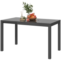 Outsunny Masă de Grădină Extensibilă 85/125 x 70 x 73 cm, Masă de Dining pentru 4-6 Persoane, Dreptunghiulară, din Aluminiu cu Blat din Sticlă, Pentru Patio Terasă Balcon Exterior, Gri Închis(m-10)