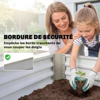 Outsunny Carré potager potager surélevé acier galvanisé barres de soutien et plaques d'angle fond ouvert 240x40x45cm gris argenté(m-7)