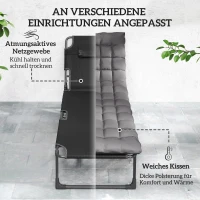 Outsunny Sonnenliege Klappbar Breite Gartenliege mit 5-fach Verstellbar Rückenlehne gepolsterter Matratze Kopfstütze Seitentasche(m-5)