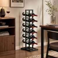 HOMCOM Suport din Metal, 12 Sticle, de Podea, Negru(m-8)