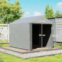 Outsunny Carpa de Jardín para Bicicletas 1,6x2,2x1,7 m con 2 Habitaciones Puerta con Cremallera Impermeable Anti-UV Gris Claro(m-3)