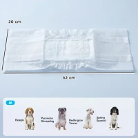 PawHut Scutece pentru câini masculi, 48 bucăți cu bandă elastică reglabilă, 62x20 cm, Alb(m-3)