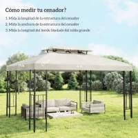 Outsunny Toldo de Recambio 4x3 m con Techo Doble Orificios de Drenaje y Protección UV Solo Toldo NO Incluye Marco Crema(m-3)