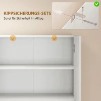 HOMCOM 180 cm Hoher Küchenschrank, Vorratsschrank mit Soft-Close-Türen und Verstellbaren Regalen, Hochglanz Weiß(m-8)